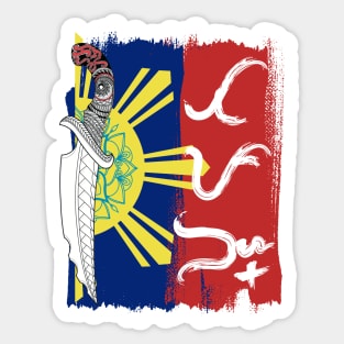 Philippine Flag / Tribal line Art Knife / Baybayin word Tapang (Courage) Sticker